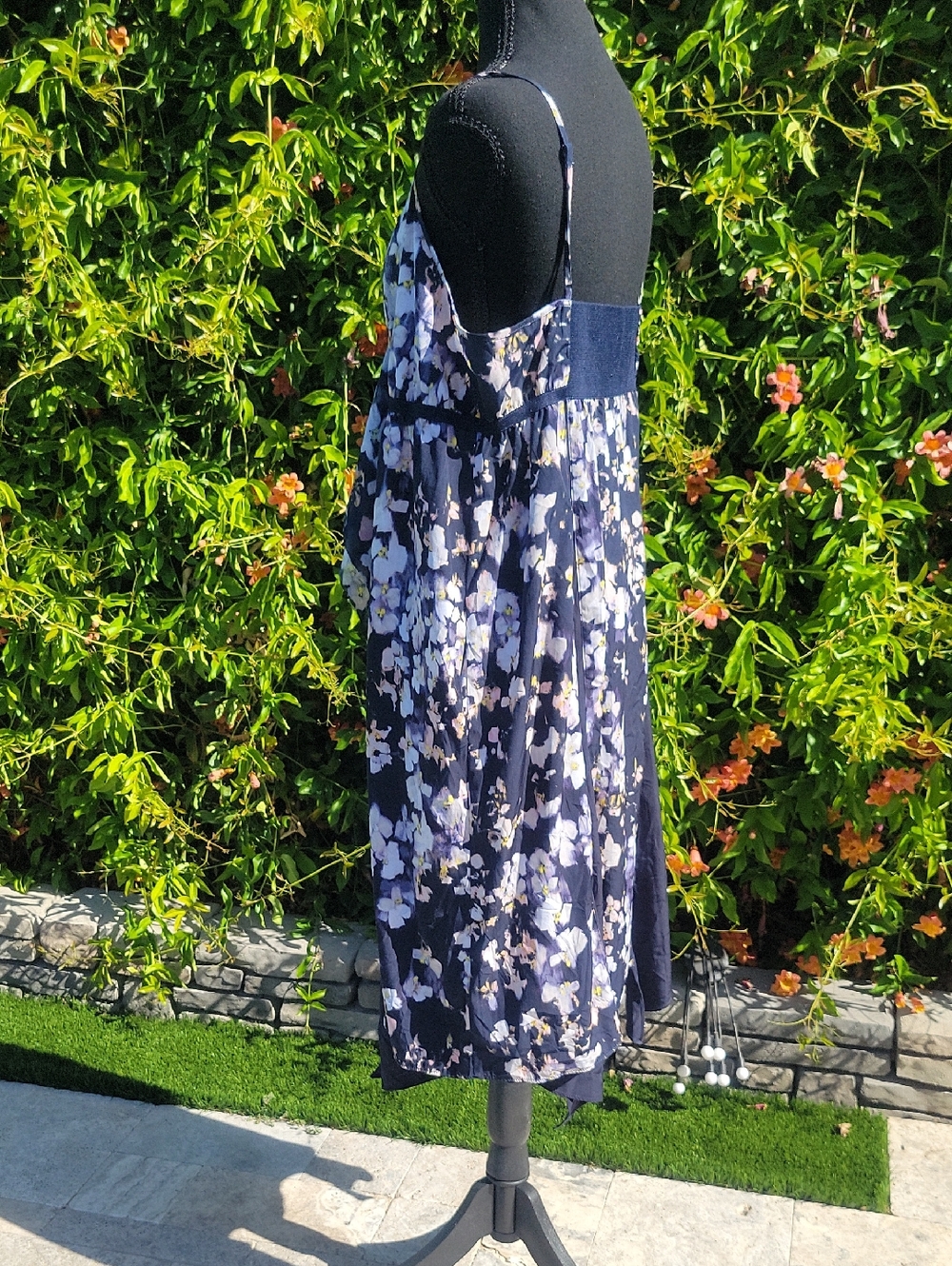 Boho Flowy Blue Floral Whimsical Romantic Summer Dress XL - Picture 10 of 12